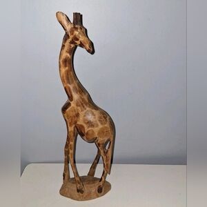 Vintage Wood 12" Hand Carved GIRAFFE Made In KENYA Safari